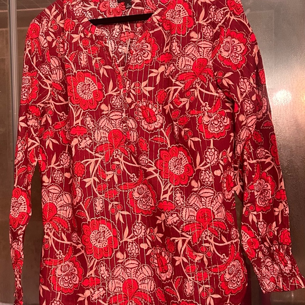 Floral Red  and Pink Blouse